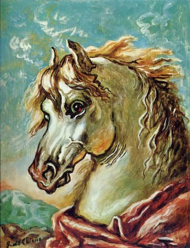 Caballo Painting - Cabeza de caballo blanco con melena al viento Giorgio de Chirico